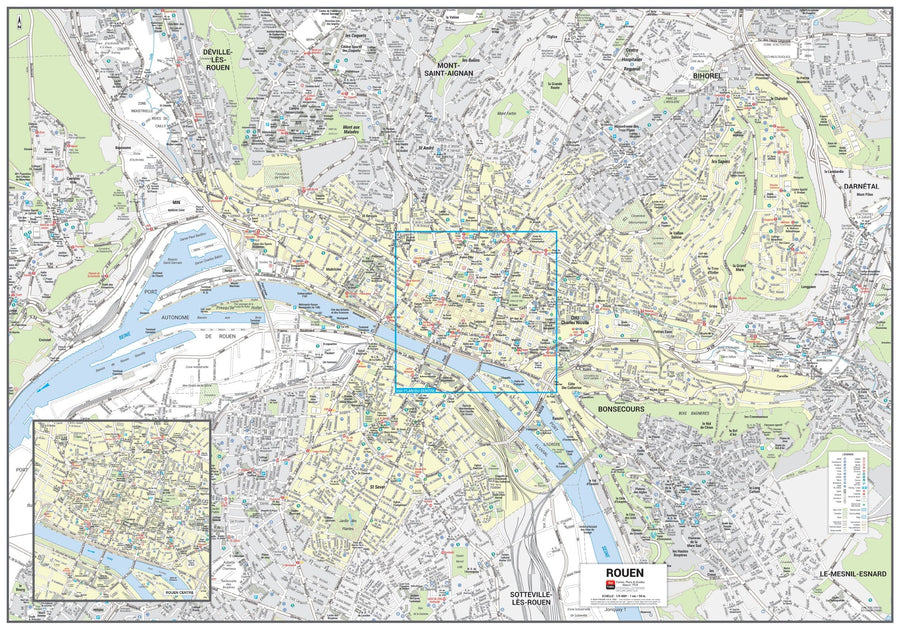Poster de ville - Rouen (100 x 70 cm) | Blay Foldex carte murale hors dimensions Blay Foldex 