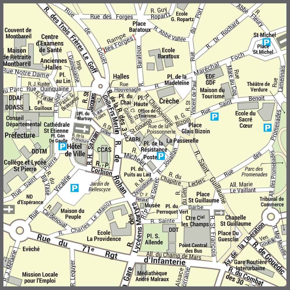 Poster de ville - Saint-Brieuc (100 x 70 cm) | Blay Foldex carte murale hors dimensions Blay Foldex 
