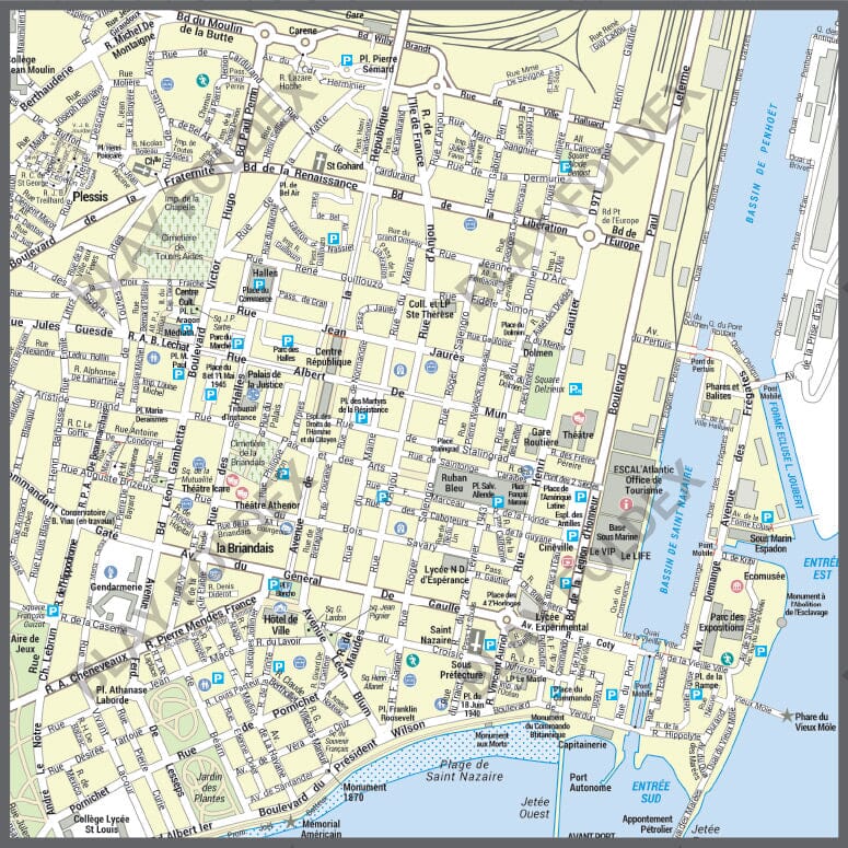 Poster de ville - Saint-Nazaire (100 x 70 cm) | Blay Foldex carte murale hors dimensions Blay Foldex 