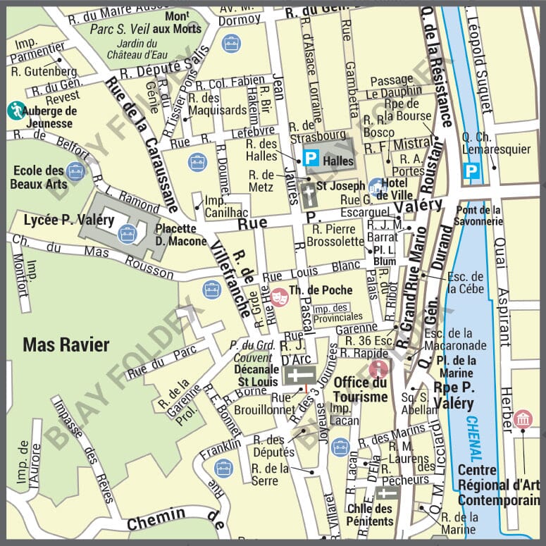 Poster de ville - Sète (100 x 70 cm) | Blay Foldex carte murale hors dimensions Blay Foldex 