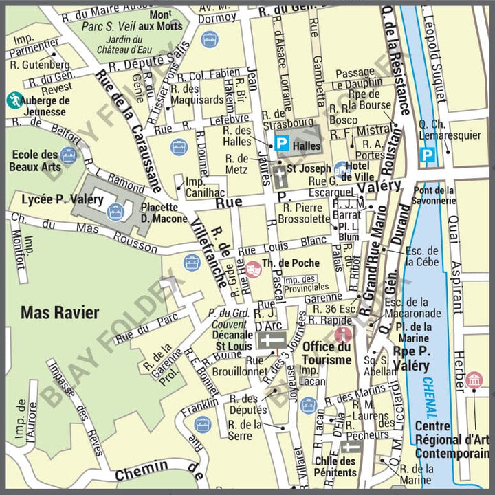 Poster de ville - Sète (100 x 70 cm) | Blay Foldex carte murale hors dimensions Blay Foldex 