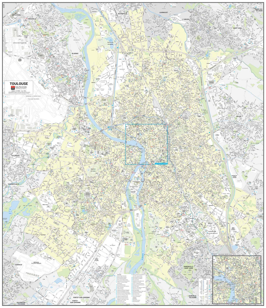 Poster de ville - Toulouse (95 x 110 cm) | Blay Foldex carte murale hors dimensions Blay Foldex 