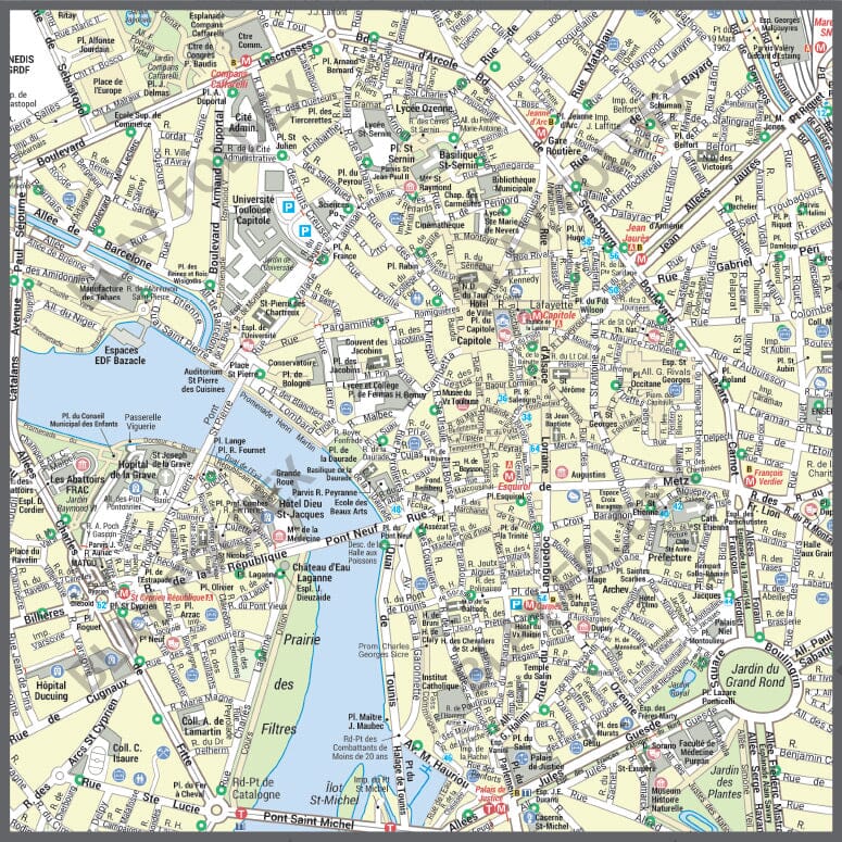 Poster de ville - Toulouse (95 x 110 cm) | Blay Foldex carte murale hors dimensions Blay Foldex 