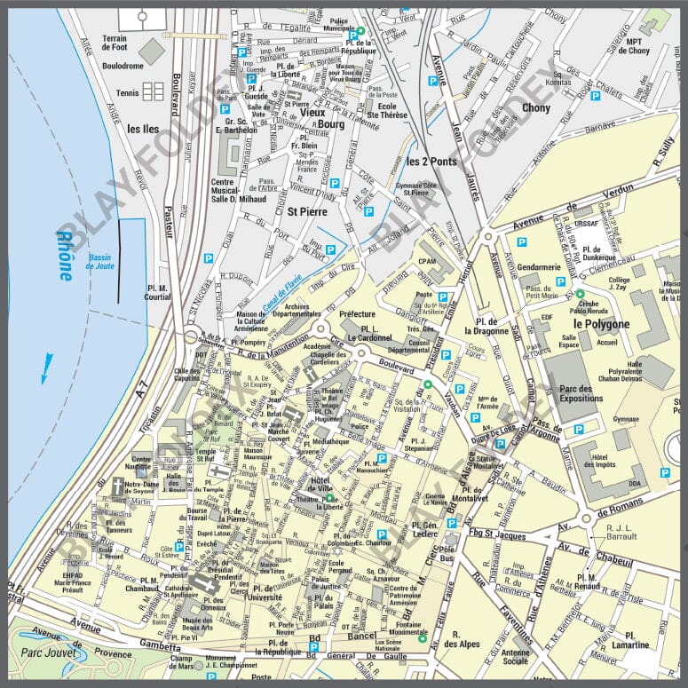 Poster de ville - Valence (70 x 100 cm) | Blay Foldex carte murale hors dimensions Blay Foldex 