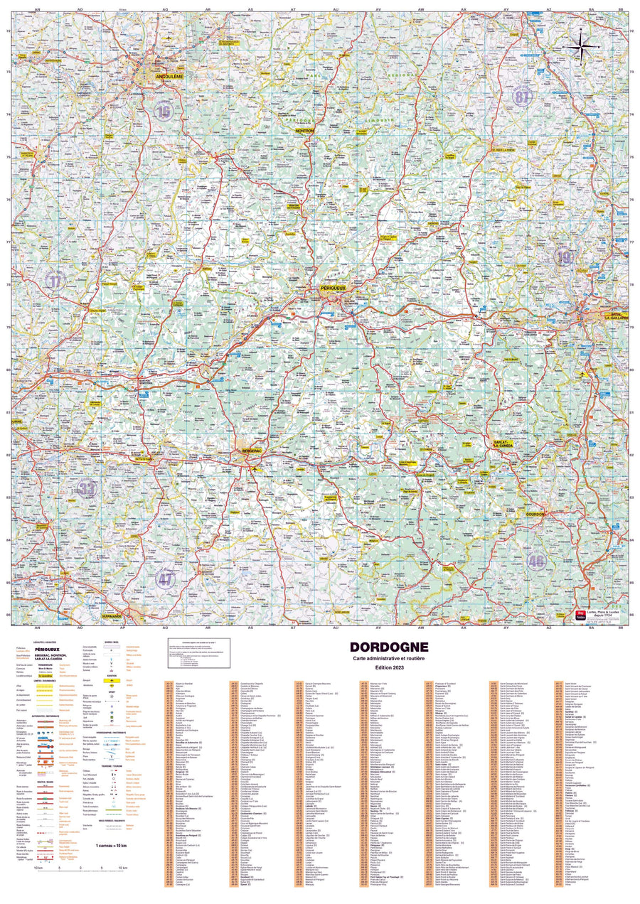Poster - Dordogne (119 x 85 cm) | Blay Foldex carte murale hors dimensions Blay Foldex 