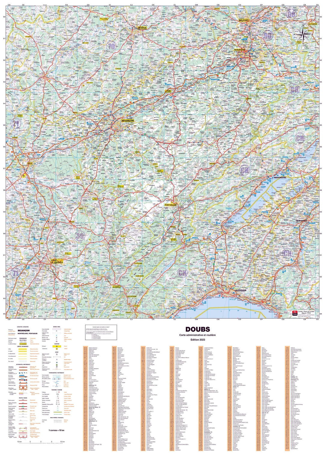 Poster - Doubs (119 x 85 cm) | Blay Foldex carte murale hors dimensions Blay Foldex 