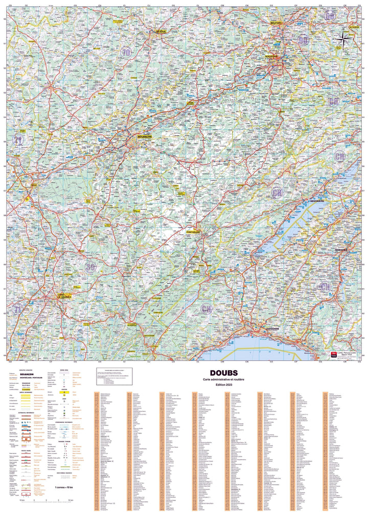 Poster - Doubs (119 x 85 cm) | Blay Foldex carte murale hors dimensions Blay Foldex 