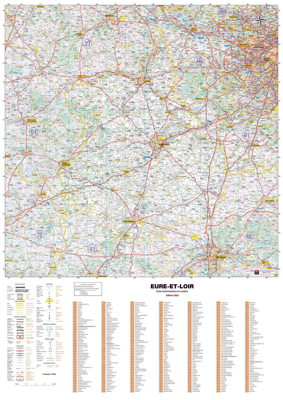 Poster - Eure-et-Loir (119 x 85 cm) | Blay Foldex carte murale hors dimensions Blay Foldex 