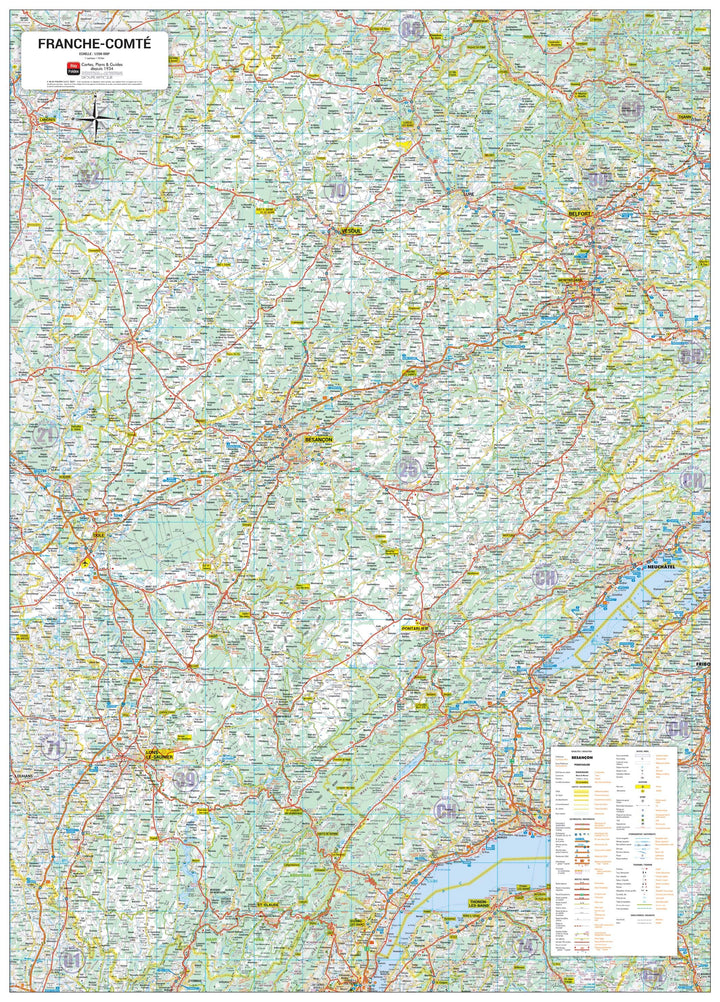Poster - Franche-Comté (74 × 103 cm) | Blay Foldex carte murale hors dimensions Blay Foldex 