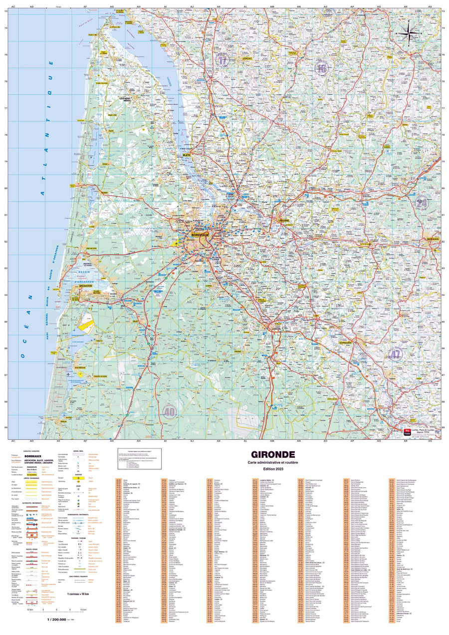Poster - Gironde (119 x 85 cm) | Blay Foldex carte murale hors dimensions Blay Foldex 
