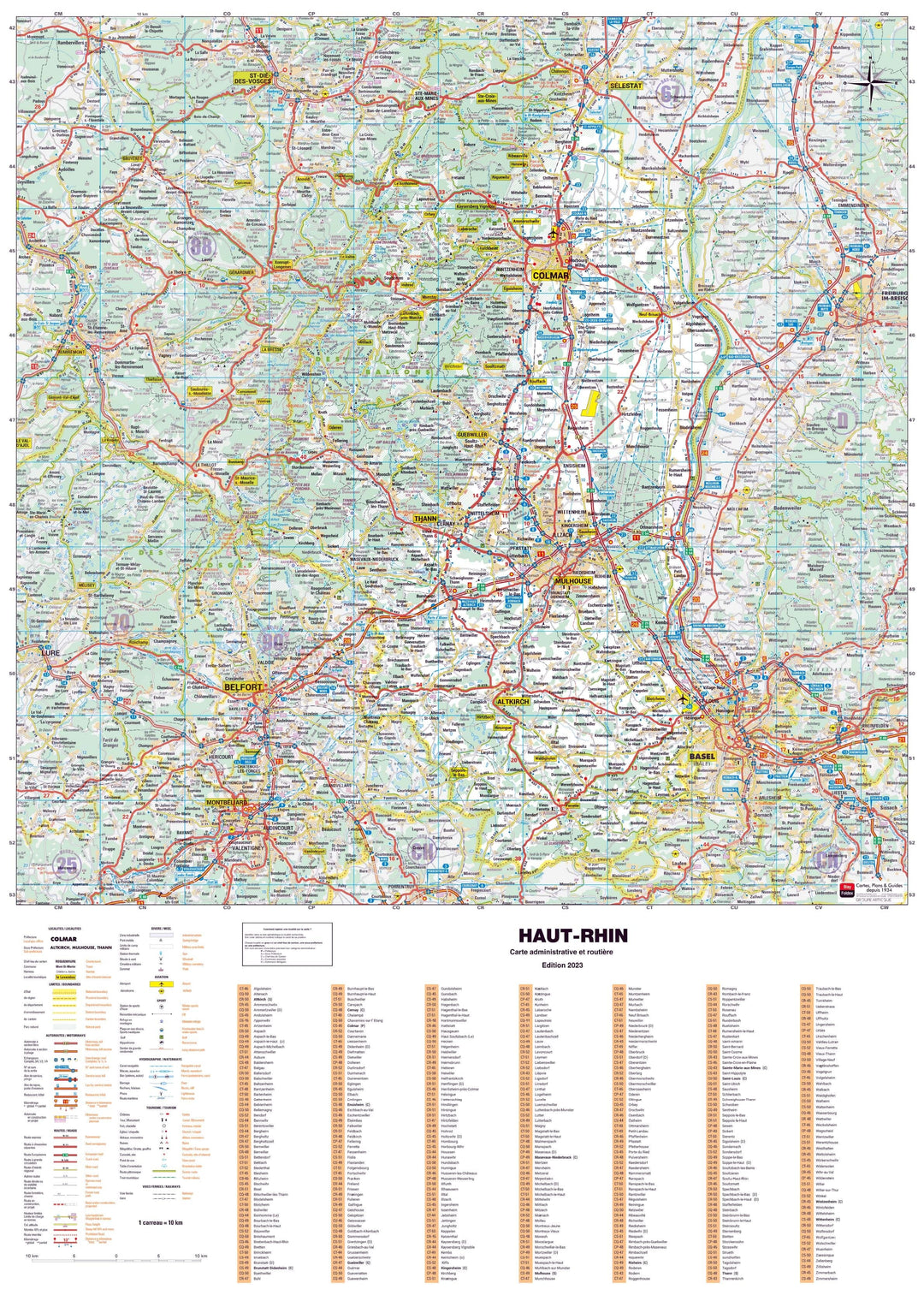 Poster - Haut-Rhin (119 x 85 cm) | Blay Foldex carte murale hors dimensions Blay Foldex 