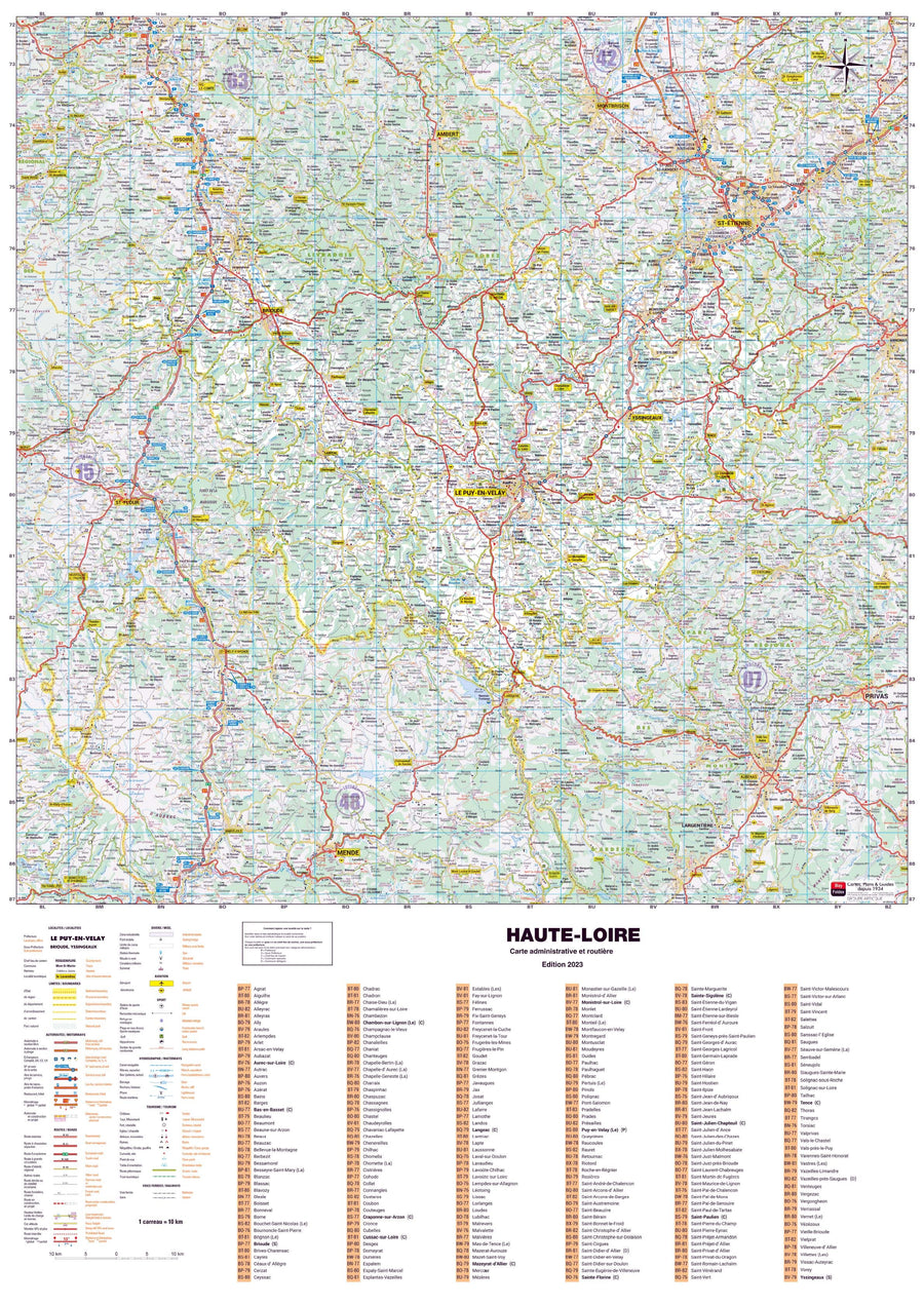 Poster - Haute-Loire (119 x 85 cm) | Blay Foldex carte murale hors dimensions Blay Foldex 