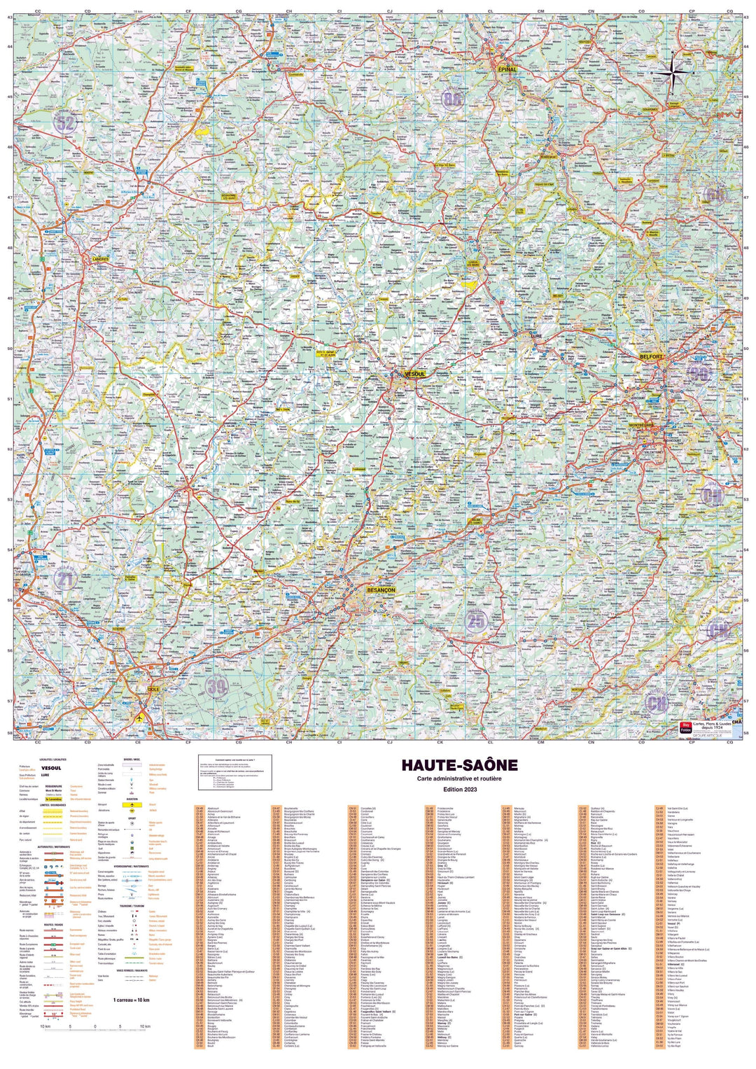 Poster - Haute-Saône (119 x 85 cm) | Blay Foldex carte murale hors dimensions Blay Foldex 