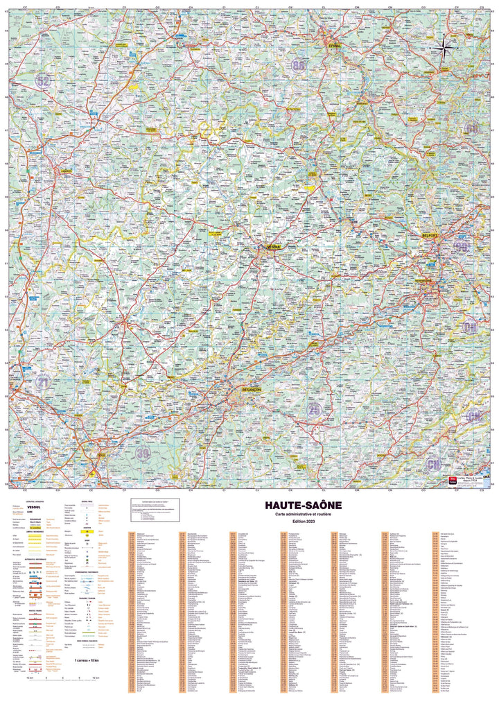Poster - Haute-Saône (119 x 85 cm) | Blay Foldex carte murale hors dimensions Blay Foldex 