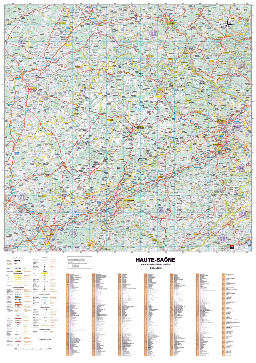 Poster - Haute-Saône (119 x 85 cm) | Blay Foldex carte murale hors dimensions Blay Foldex 
