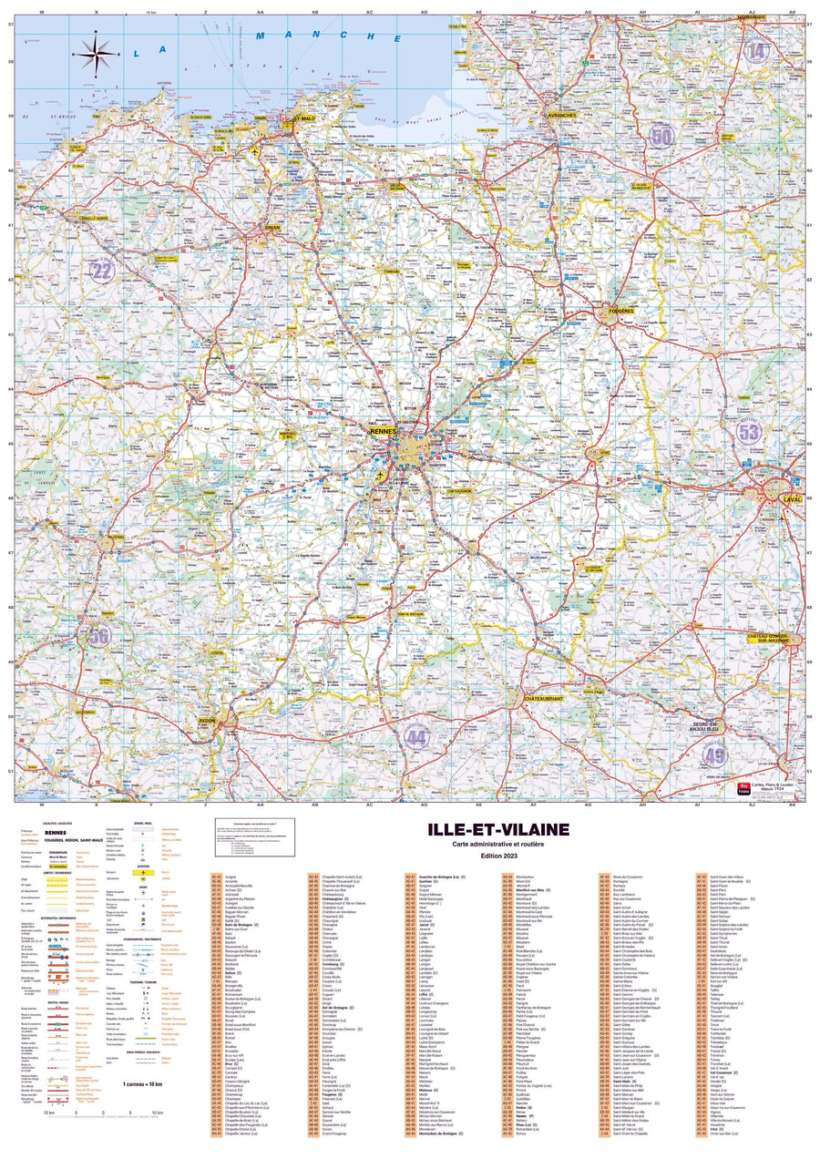 Poster - Ille-et-Vilaine (119 x 85 cm) | Blay Foldex carte murale hors dimensions Blay Foldex 
