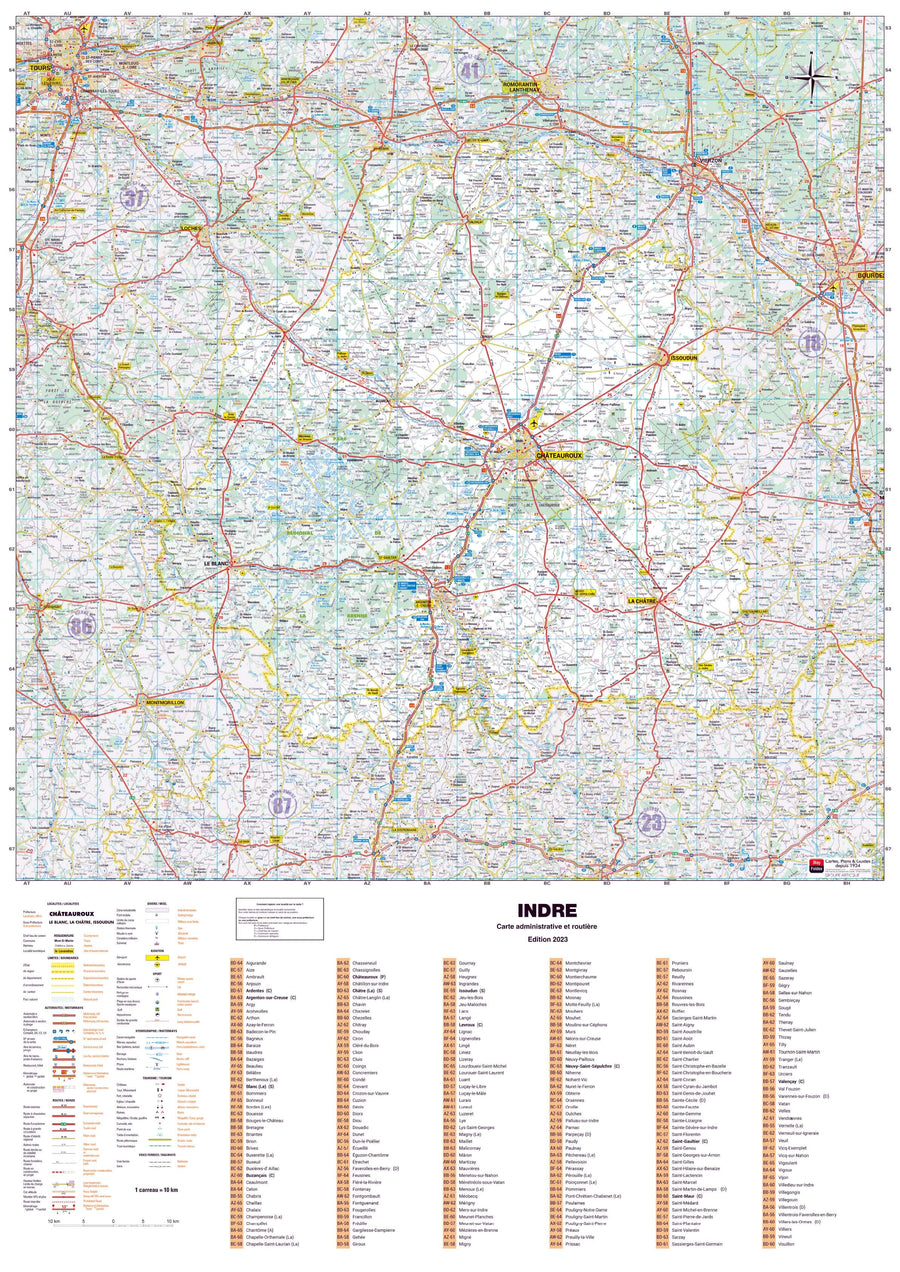 Poster - Indre (119 x 85 cm) | Blay Foldex carte murale hors dimensions Blay Foldex 
