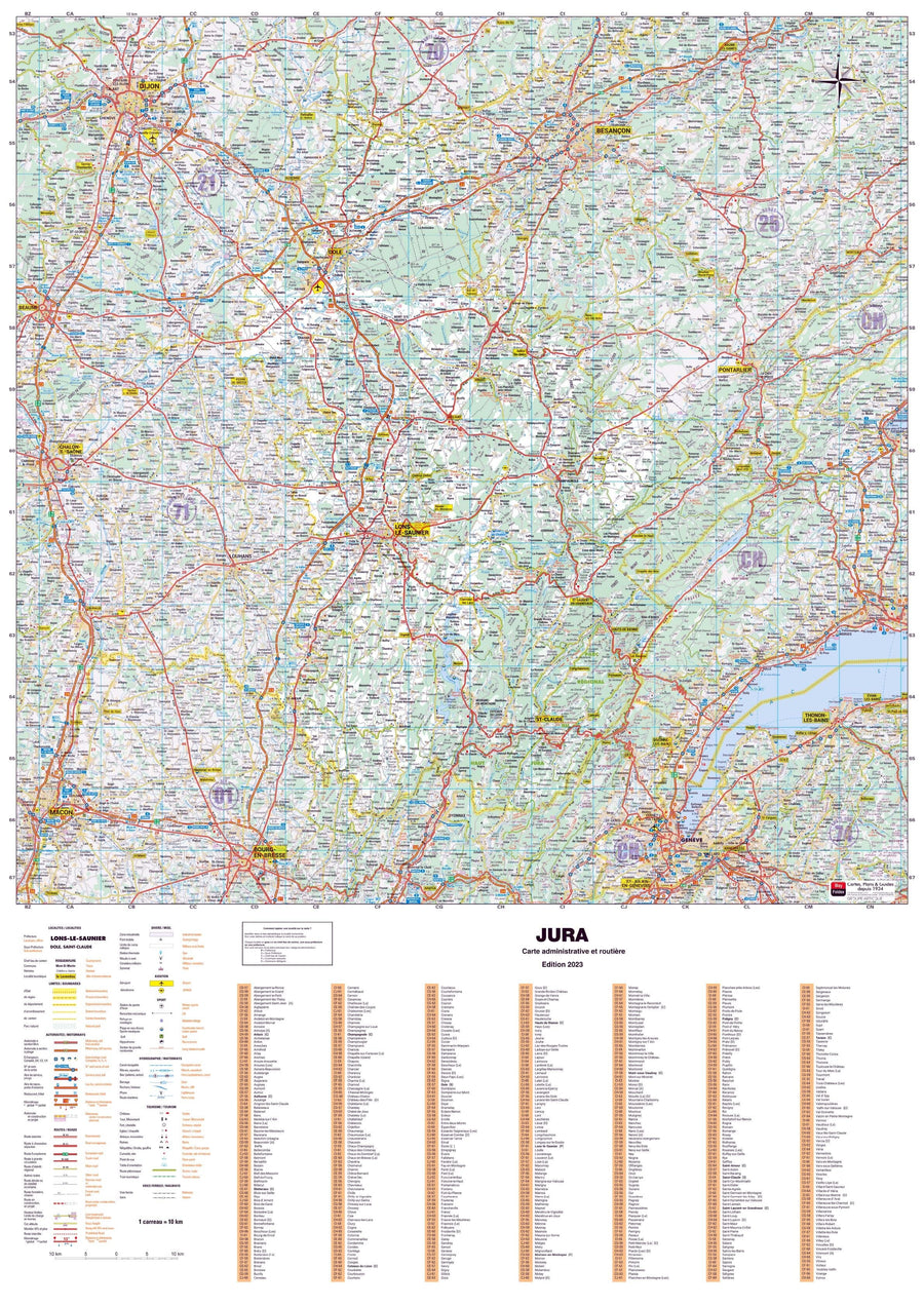 Poster - Jura (119 x 85 cm) | Blay Foldex carte murale hors dimensions Blay Foldex 