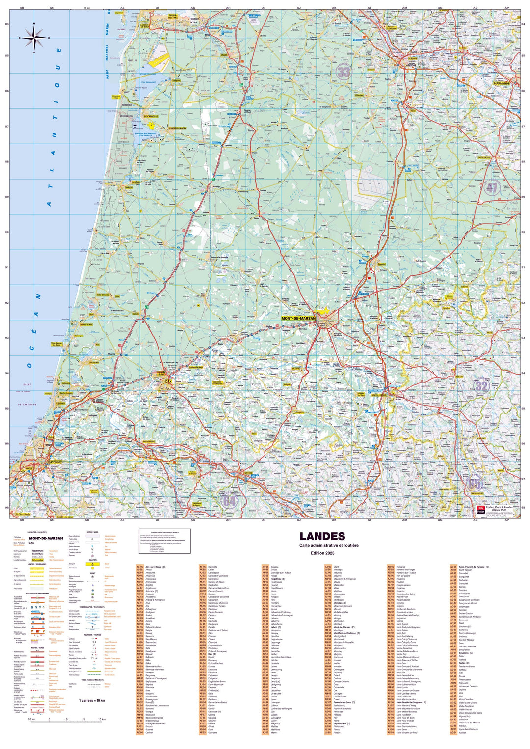 Poster - Landes (119 x 85 cm) | Blay Foldex carte murale hors dimensions Blay Foldex 