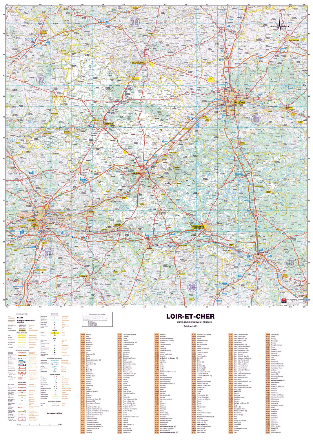 Poster - Loir-et-Cher (119 x 85 cm) | Blay Foldex carte murale hors dimensions Blay Foldex 