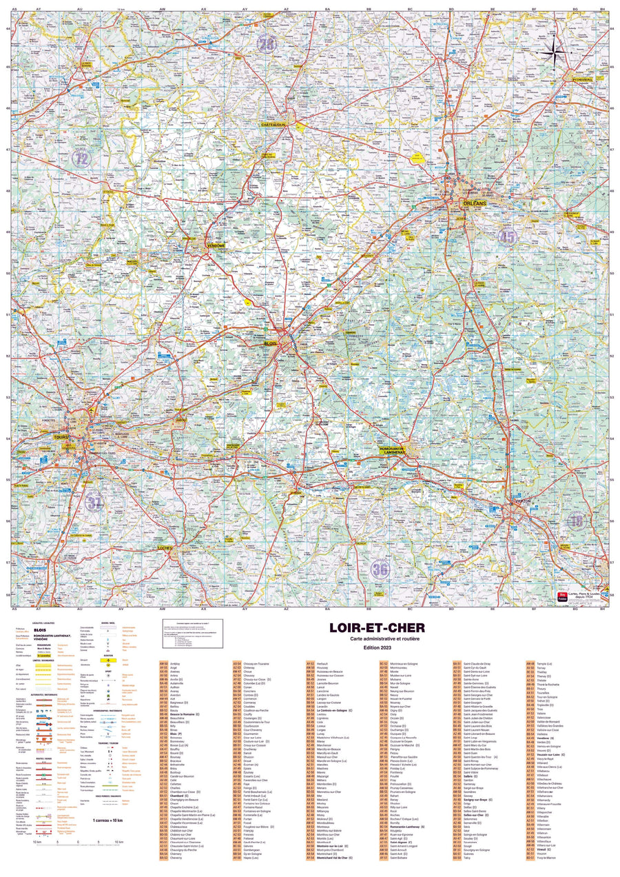 Poster - Loir-et-Cher (119 x 85 cm) | Blay Foldex carte murale hors dimensions Blay Foldex 