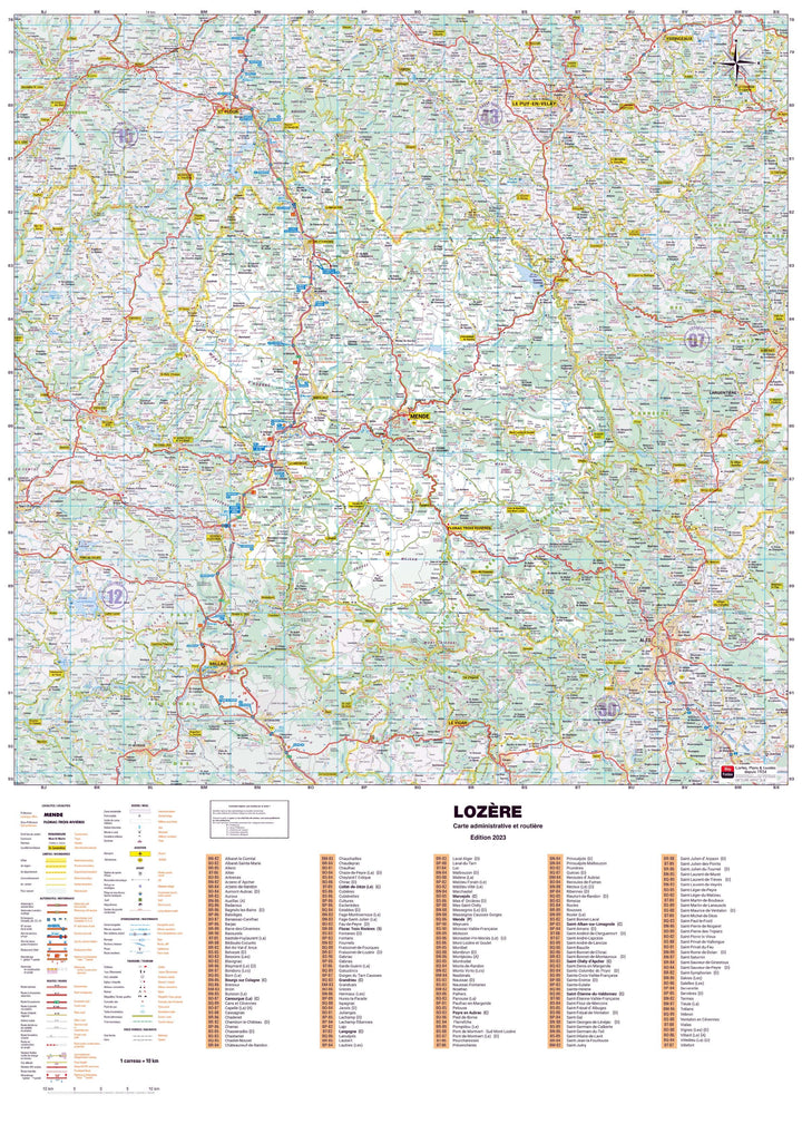 Poster - Lozère (119 x 85 cm) | Blay Foldex carte murale hors dimensions Blay Foldex 