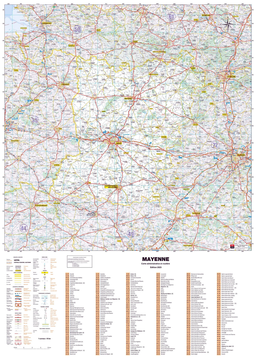 Poster - Mayenne (119 x 85 cm) | Blay Foldex carte murale hors dimensions Blay Foldex 