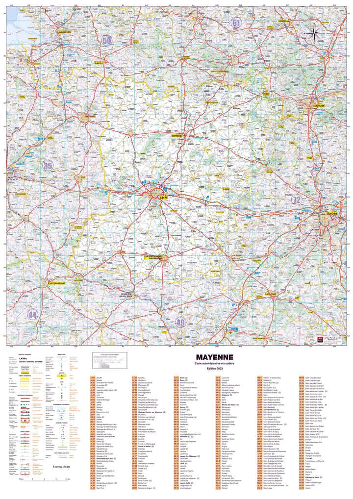 Poster - Mayenne (119 x 85 cm) | Blay Foldex carte murale hors dimensions Blay Foldex 