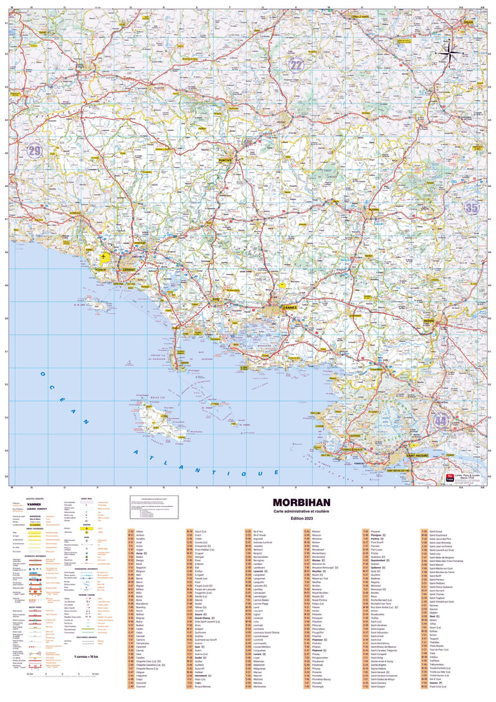 Poster - Morbihan (119 x 85 cm) | Blay Foldex carte murale hors dimensions Blay Foldex 