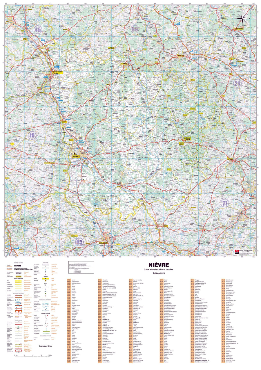 Poster - Nièvre (119 x 85 cm) | Blay Foldex carte murale hors dimensions Blay Foldex 