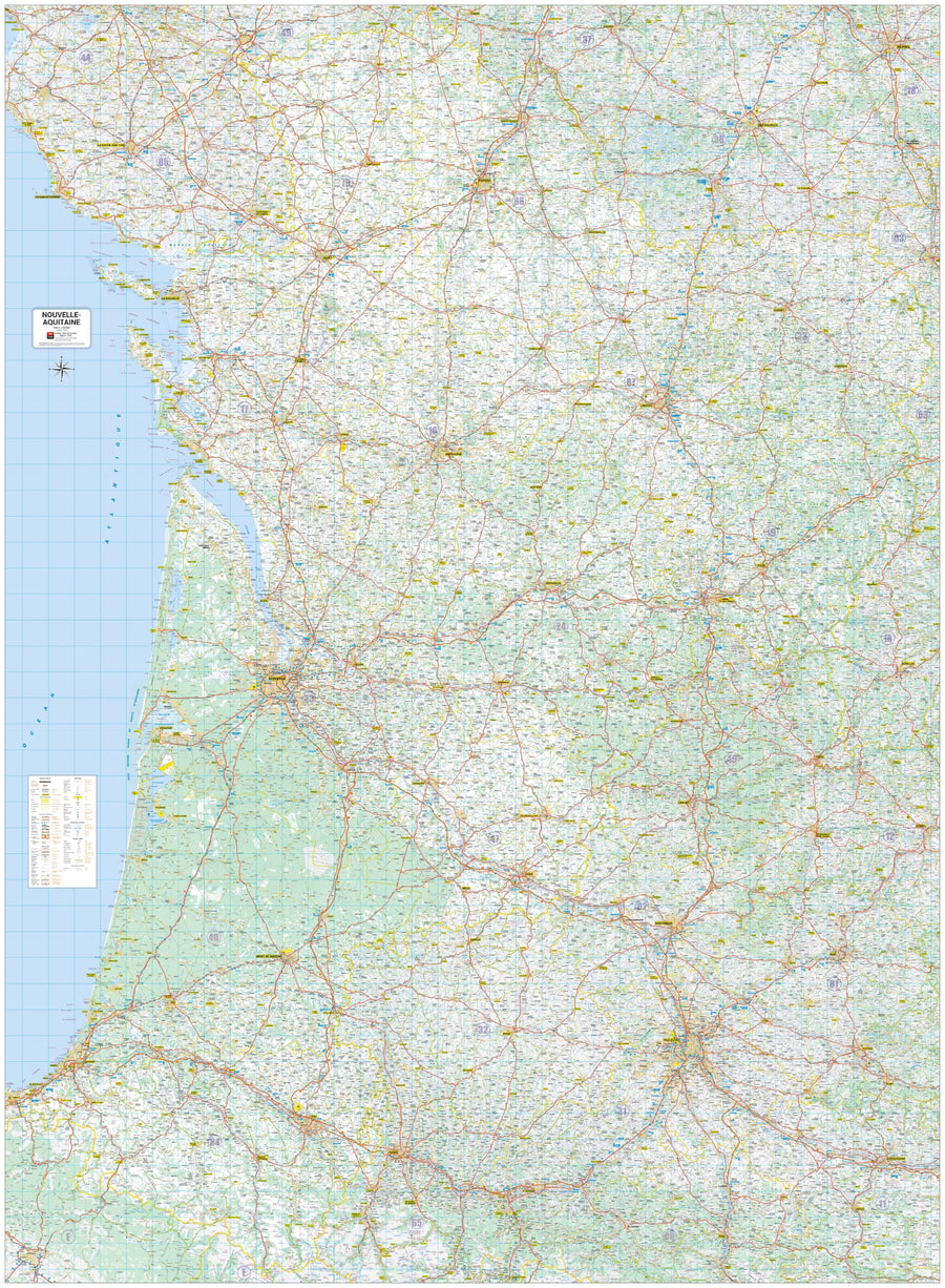 Poster - Nouvelle-Aquitaine (182 × 248 cm) | Blay Foldex carte murale hors dimensions Blay Foldex 