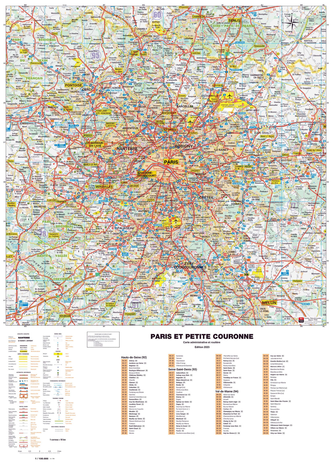 Poster - Paris et sa petite couronne (119 x 85 cm) | Blay Foldex carte murale hors dimensions Blay Foldex 