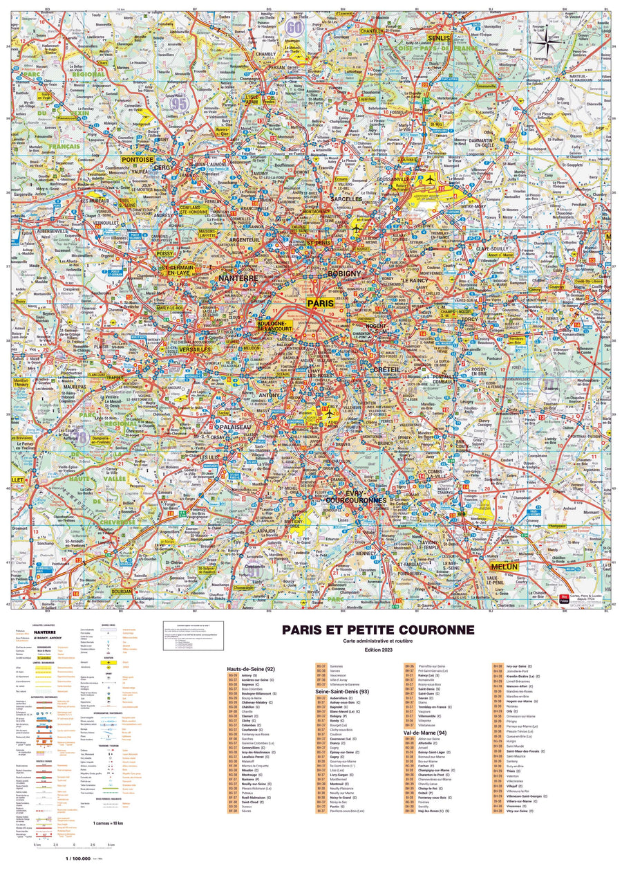Poster - Paris et sa petite couronne (119 x 85 cm) | Blay Foldex carte murale hors dimensions Blay Foldex 