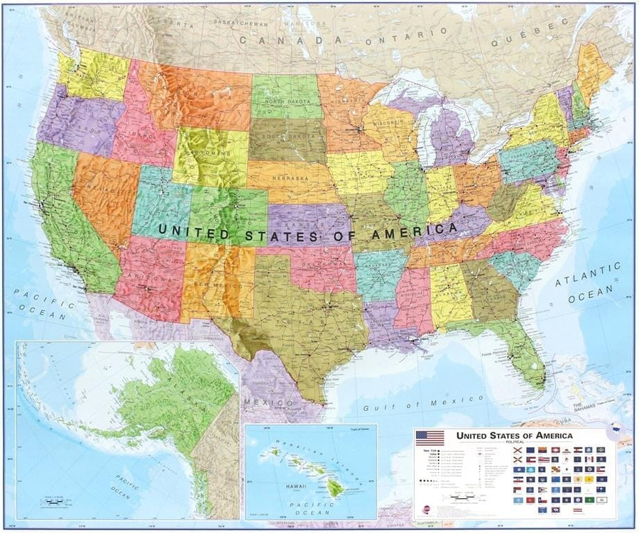 Carte murale (en anglais) - USA politique - 120 x 100 cm | Maps International carte murale grand tube Maps International papier 