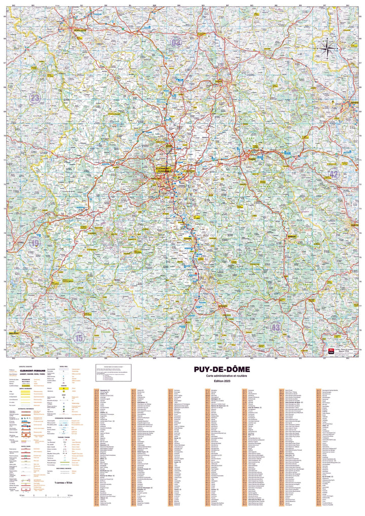 Poster - Puy-de-Dôme (119 x 85 cm) | Blay Foldex carte murale hors dimensions Blay Foldex 