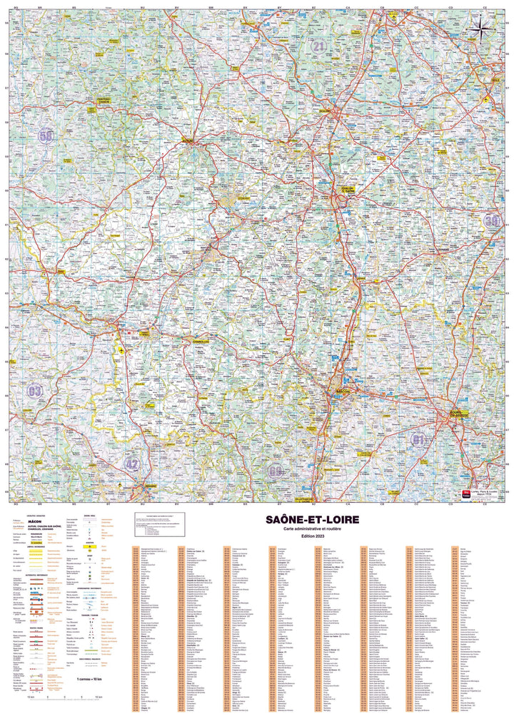 Poster - Saône-et-Loire (119 x 85 cm) | Blay Foldex carte murale hors dimensions Blay Foldex 