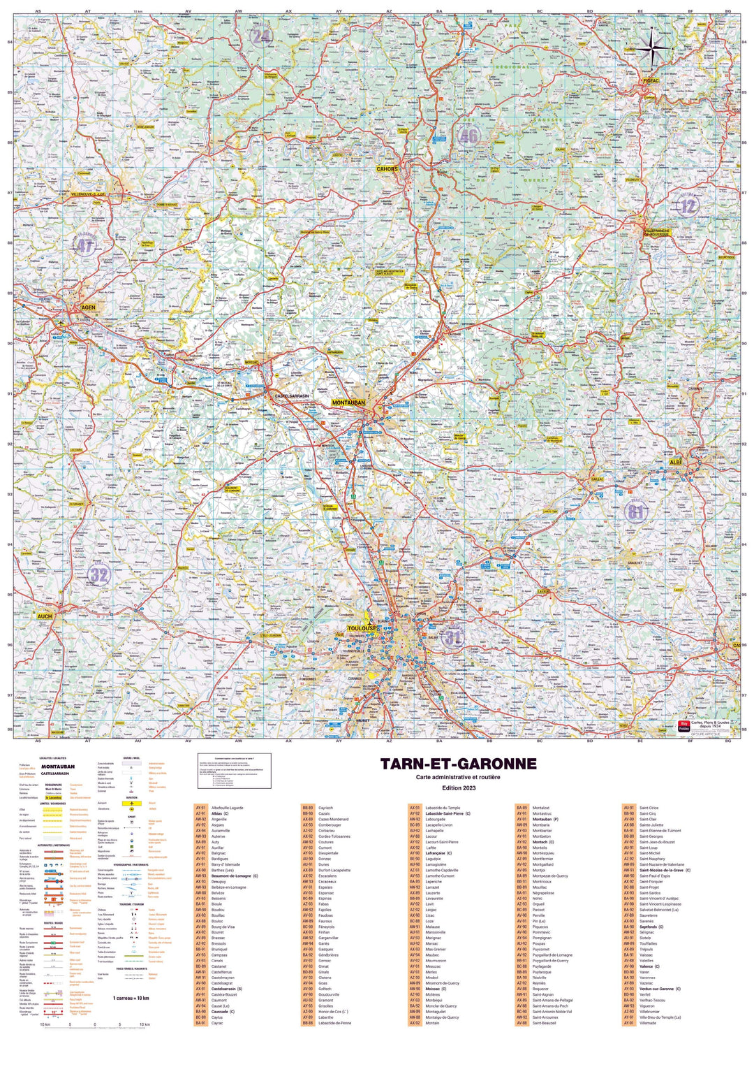 Poster - Tarn-et-Garonne (119 x 85 cm) | Blay Foldex carte murale hors dimensions Blay Foldex 