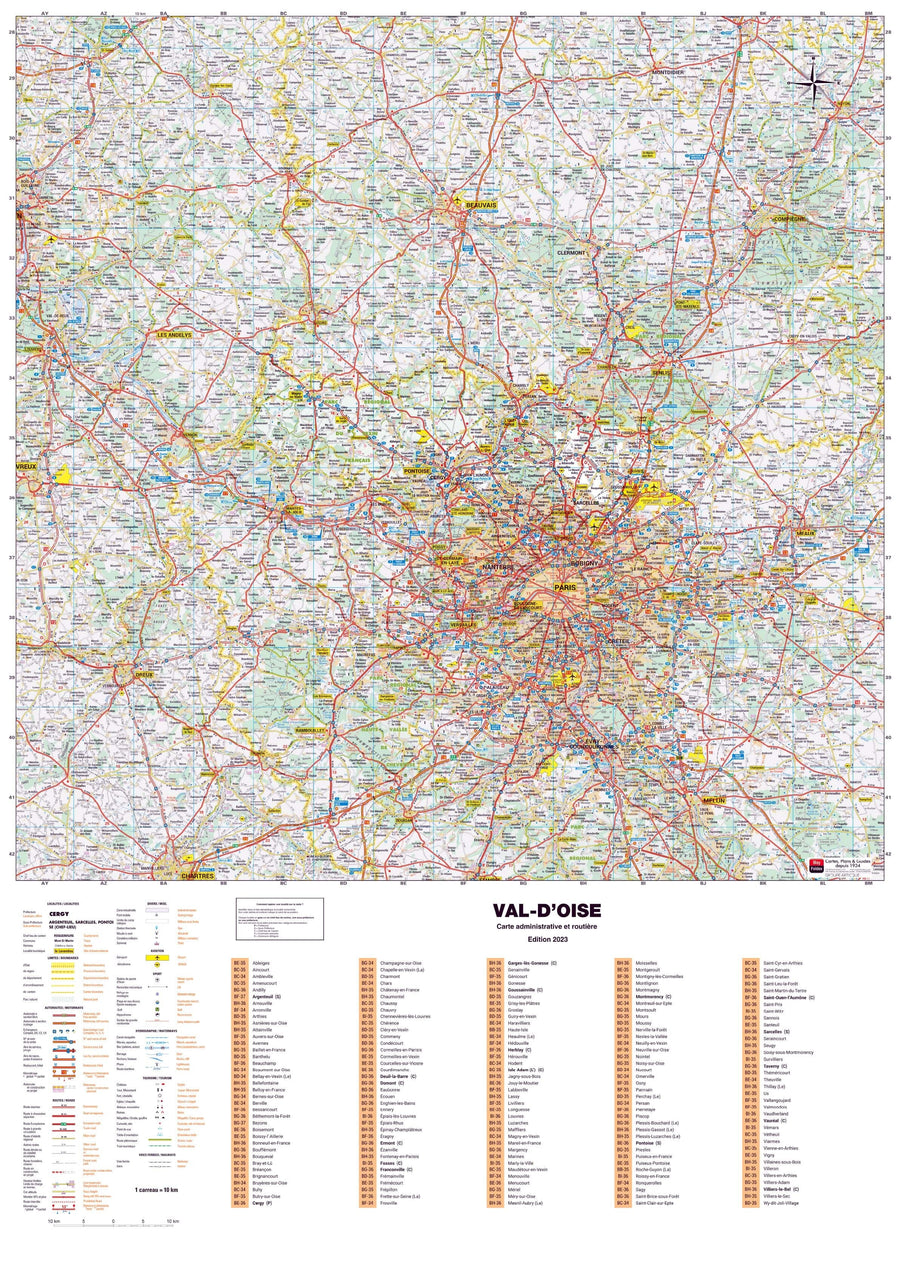 Poster - Val-d'Oise (119 x 85 cm) | Blay Foldex carte murale hors dimensions Blay Foldex 