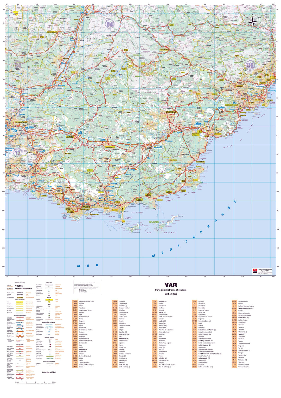 Poster - Var (119 x 85 cm) | Blay Foldex carte murale hors dimensions Blay Foldex 