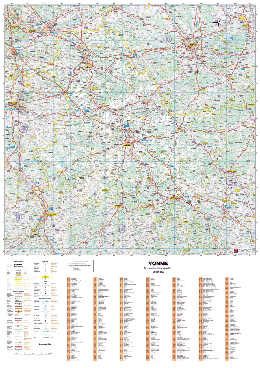 Poster - Yonne (119 x 85 cm) | Blay Foldex carte murale hors dimensions Blay Foldex 
