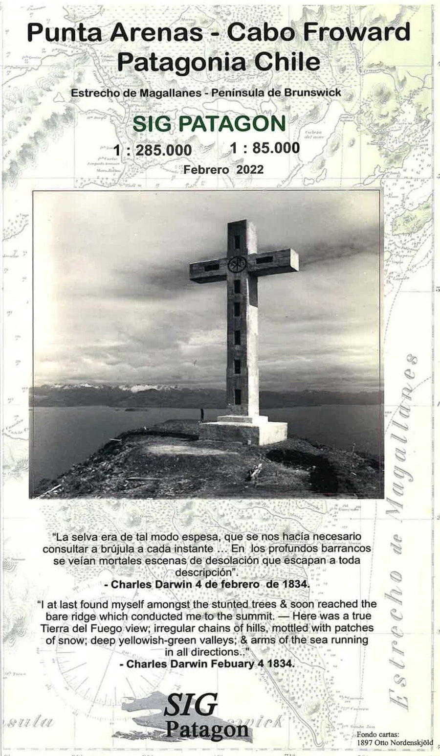 Punta Arenas : Peninsula de Brunswick : Estrecho de Magallanes - Cabo Froward (édition espagnole) | SIG Patagon carte pliée SIG Patagon 