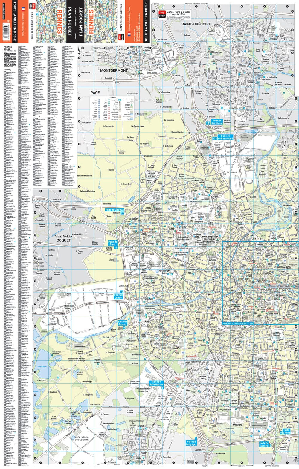 Rennes, Ille-et-Vilaine - Plan de ville "pocket" | Blay Foldex carte pliée Blay Foldex 