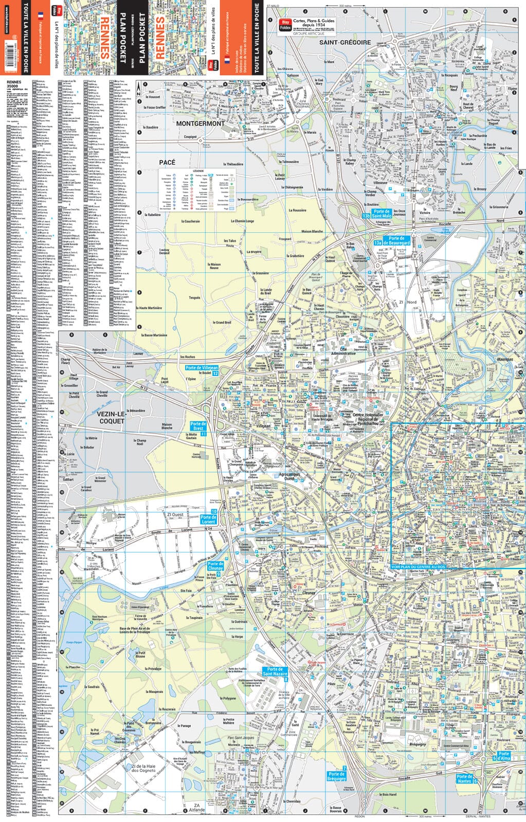 Rennes, Ille-et-Vilaine - Plan de ville "pocket" | Blay Foldex carte pliée Blay Foldex 