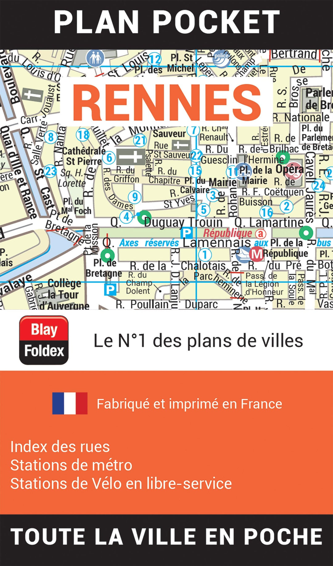 Rennes, Ille-et-Vilaine - Plan de ville "pocket" | Blay Foldex carte pliée Blay Foldex 