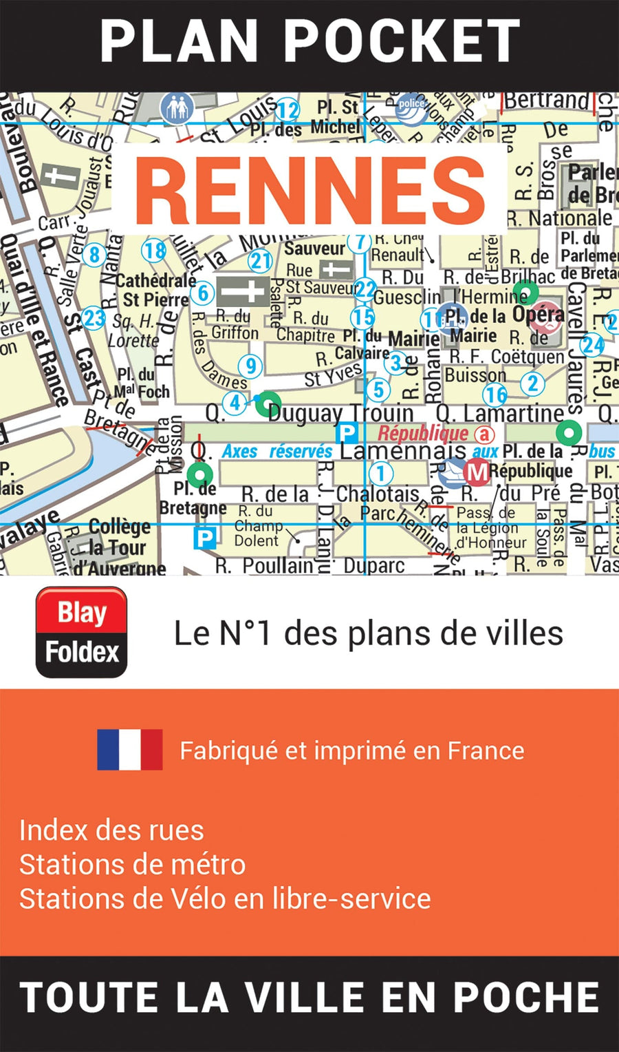 Rennes, Ille-et-Vilaine - Plan de ville "pocket" | Blay Foldex carte pliée Blay Foldex 