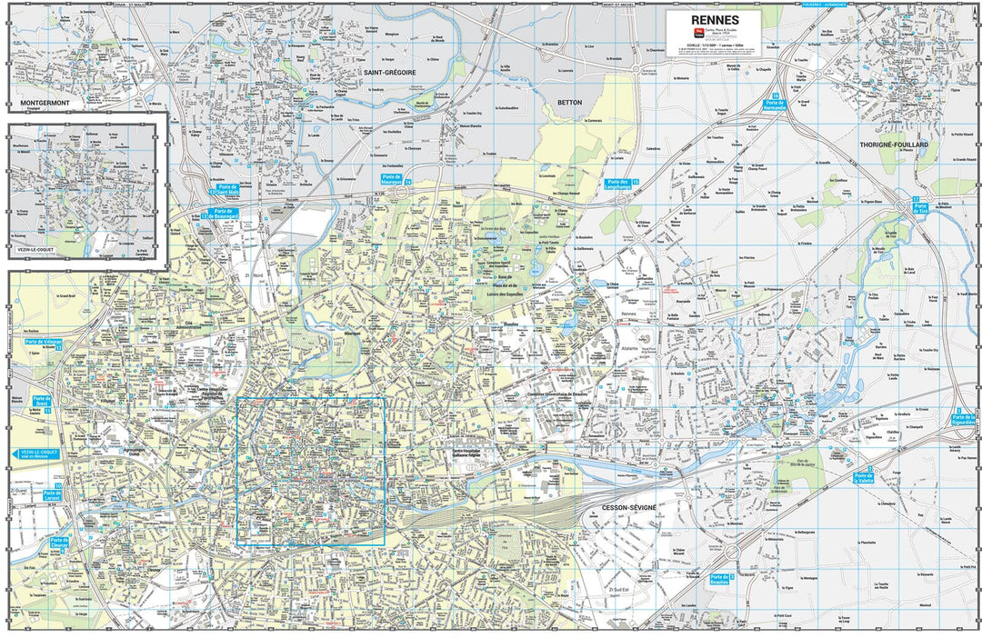 Rennes - Plan de ville grand format | Blay Foldex carte pliée Blay Foldex 