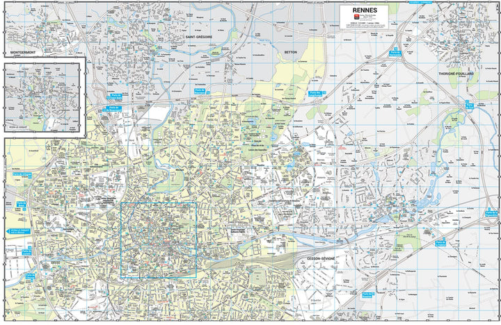 Rennes - Plan de ville grand format | Blay Foldex carte pliée Blay Foldex 
