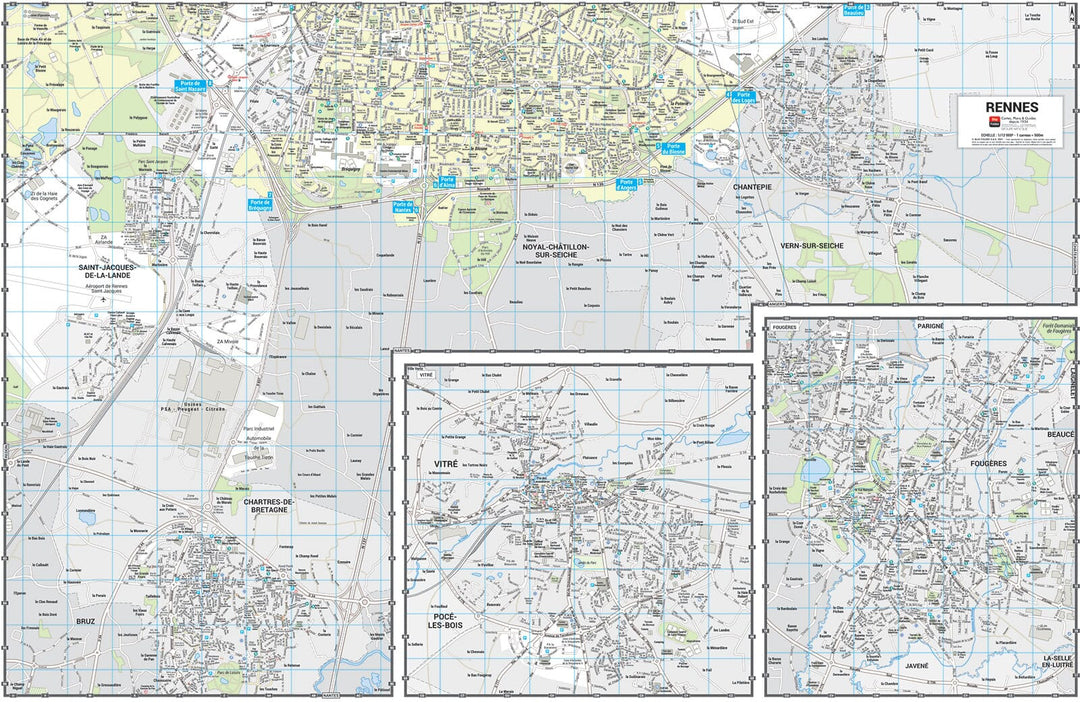 Rennes - Plan de ville grand format | Blay Foldex carte pliée Blay Foldex 