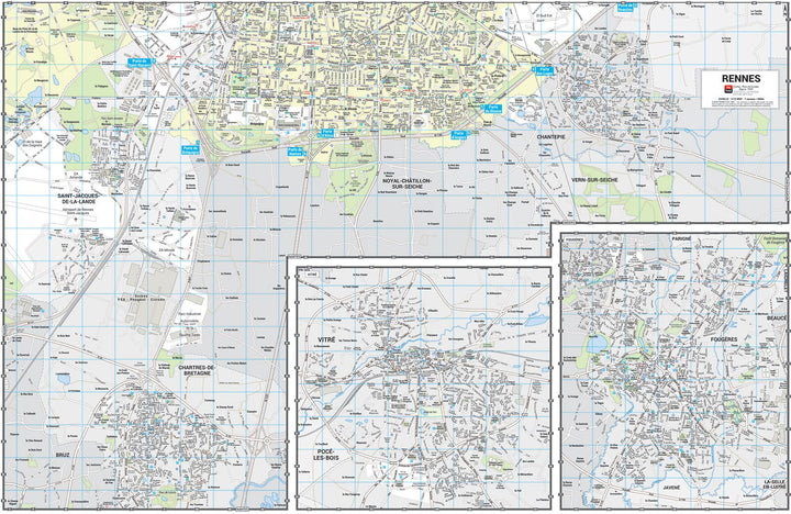 Rennes - Plan de ville grand format | Blay Foldex carte pliée Blay Foldex 