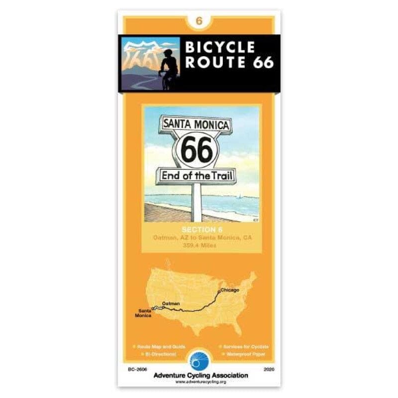 Route 66 Cycling Map #6 | Adventure Cycling Association carte pliée Adventure Cycling Association 